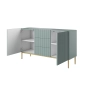 Komoda Nicole 150 cm z szufladami i półkami - szałwia / złote nóżki - Limitowana oferta